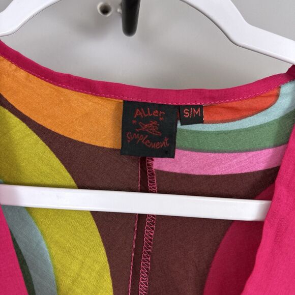 Aller Simplement Small / Medium Boho Hippie Tunic Dress Mod Circles Multicolor - Picture 5 of 6